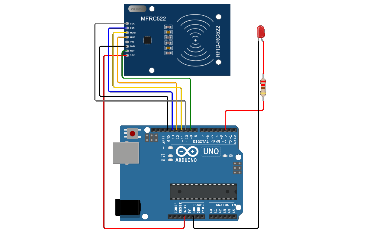 Vezava RFID RC522 in LED z Arduinom